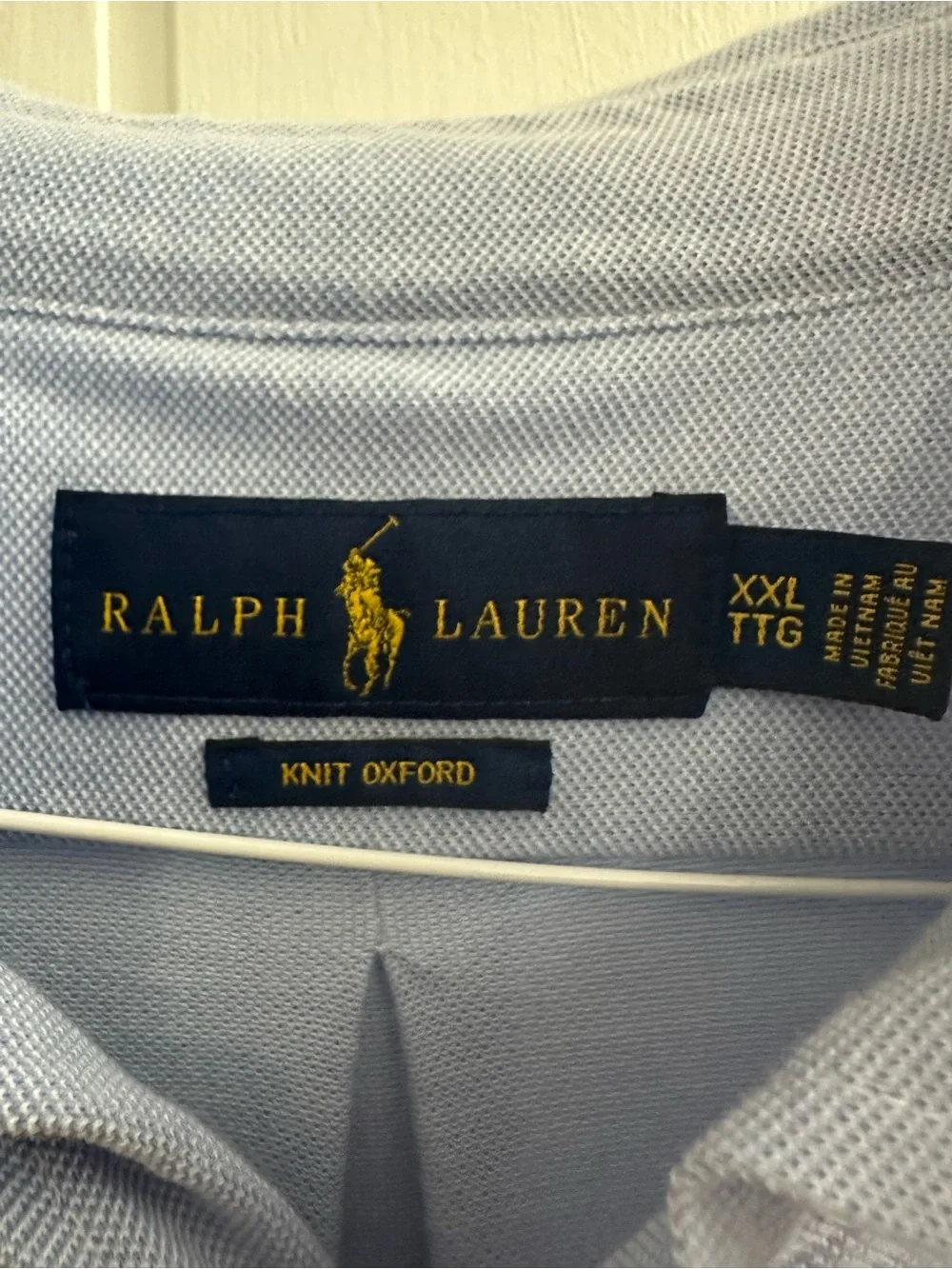 Ralph Lauren Pale Blue Short-Sleeve Knit Oxford Button Polo - Size XXL